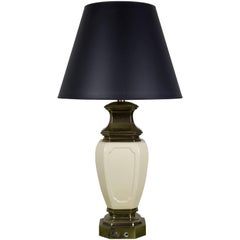 American Mid-Century Modern Ceramic and Brass Table Lamp