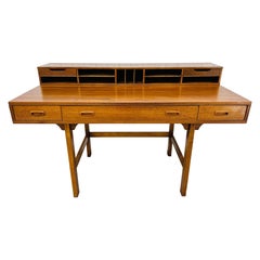 Mid-Century Danish Modern Lovig Style Teak Flip-Top Partners Desk