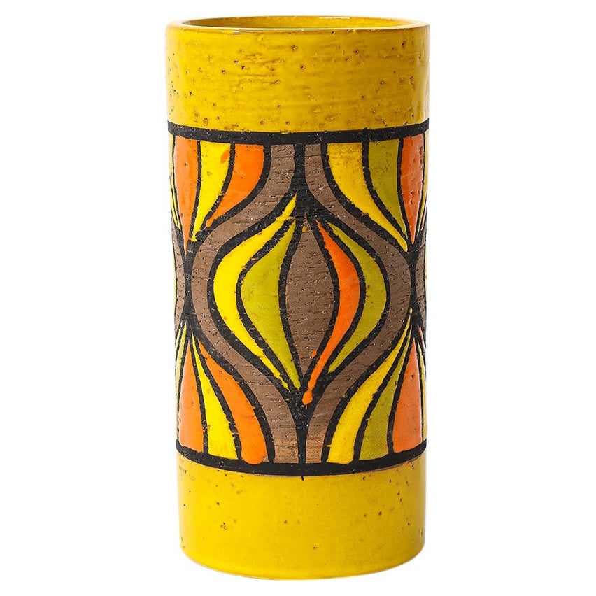 Bitossi Rosenthal Netter Vase, Ceramic, Onion, Yellow, Orange, Brown, Signed