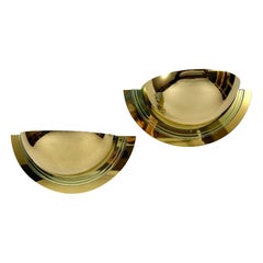 Vintage Gold Wall Lights 24k Gold Plated Half Moons Pair of Regency Sconces