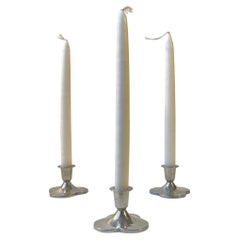 Art Deco Three Clover Pewter Candlesticks by Just Andersen