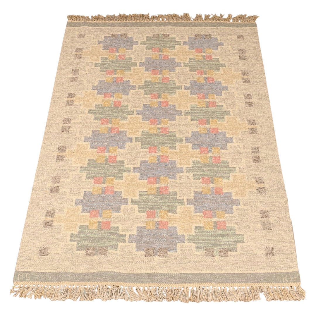 Scandinavian Modern  Rölakan Flatweave Rug by Maj Svanström, Sweden 1950s
