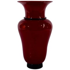 Model 3321 Red and Black Glass Vase by Tomaso Buzzi for Venini, 1950s