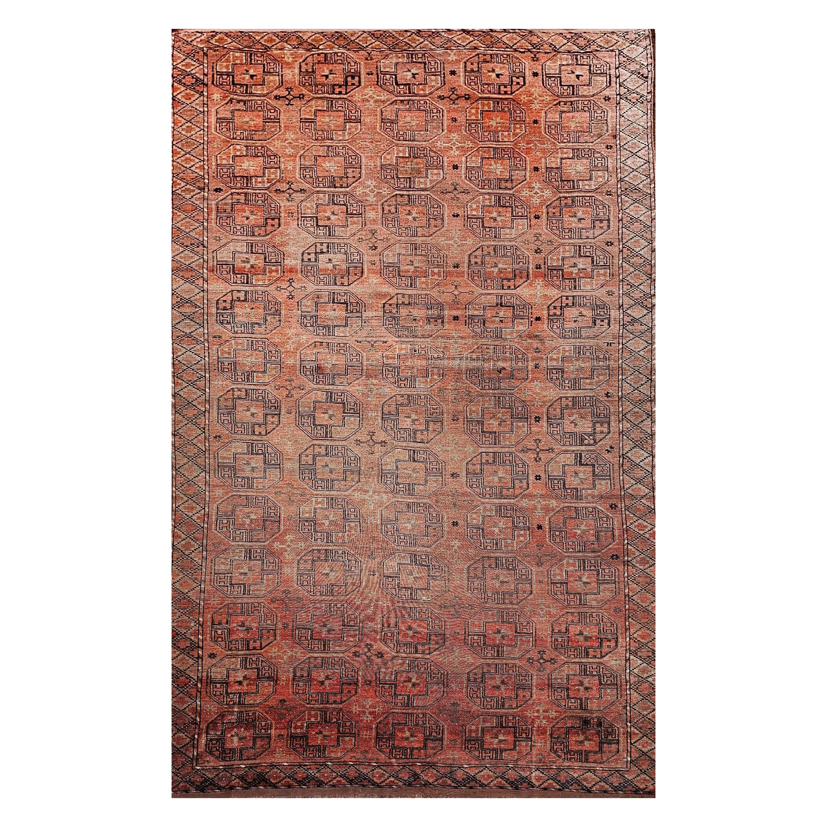 Vintage Turkmen Tekke Gallery Rug in Allover Geometric Pattern
