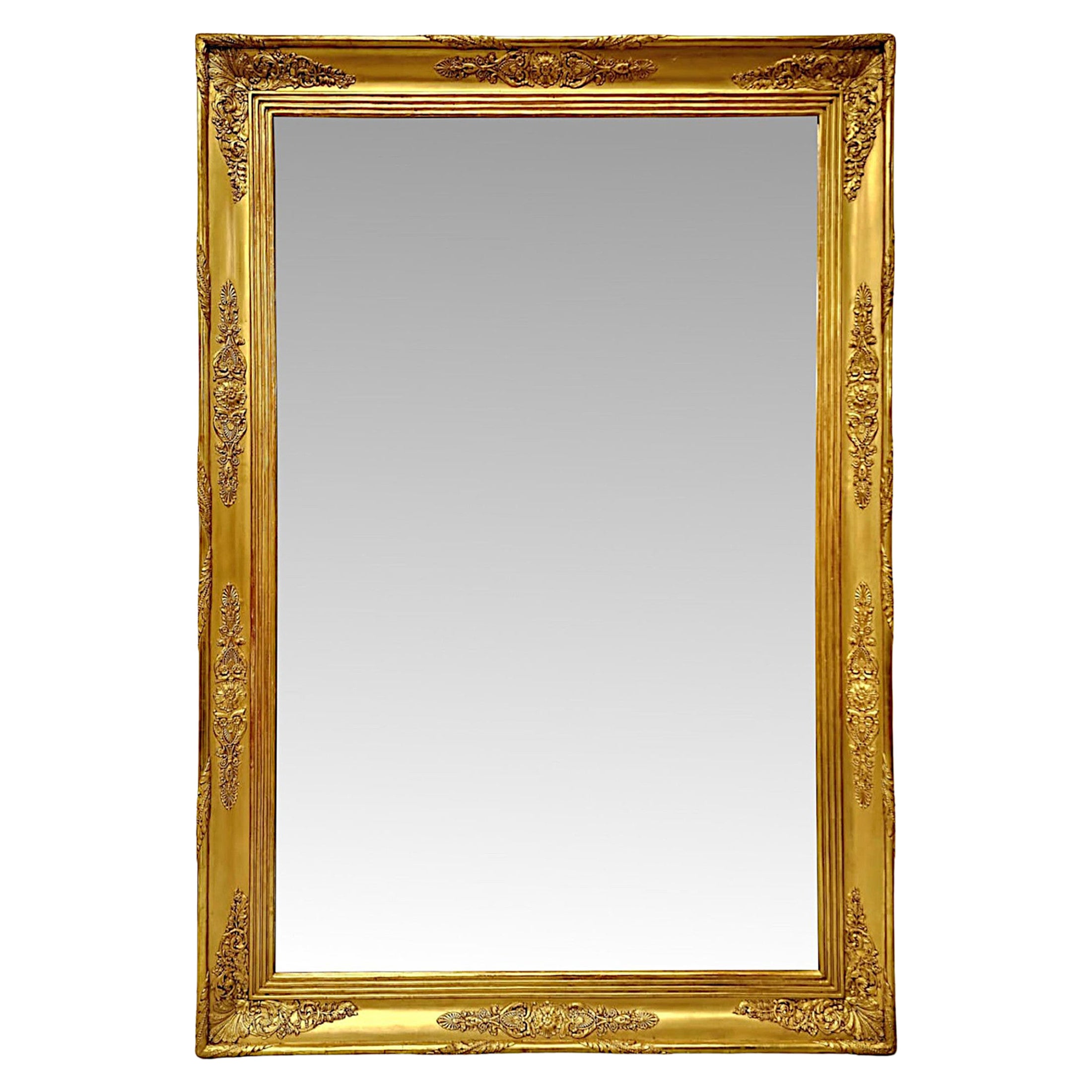 Large Size 19th Century Giltwood Overmantel or Hall Mirror
