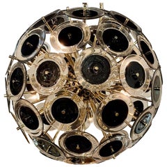 Murano Black Glass Disc Sputnik Chandelier