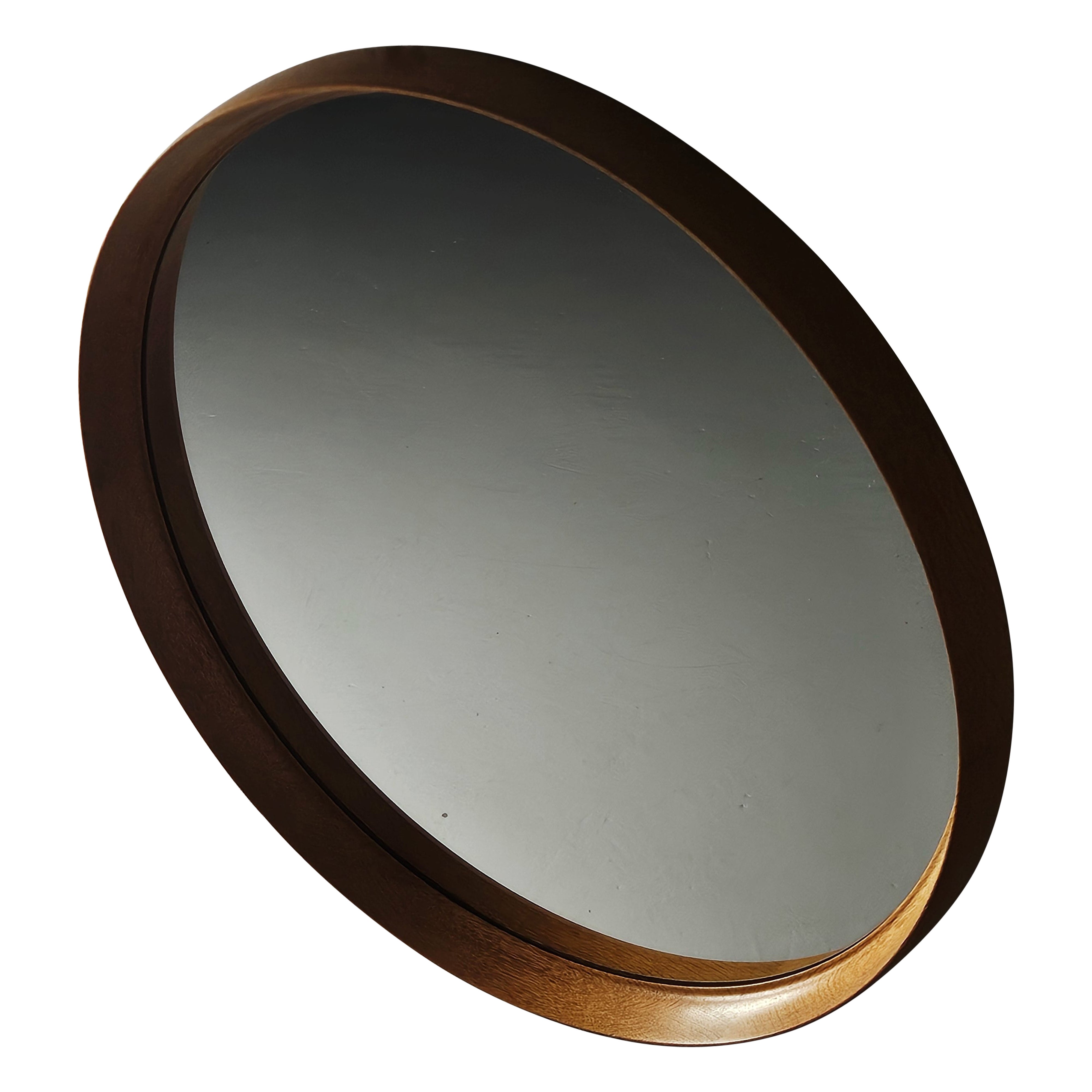 Very large oak wall mirror by Uno & Östen Kristiansson for Luxus, Sweden, 1960s For Sale