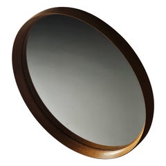 Very large oak wall mirror by Uno & Östen Kristiansson for Luxus, Sweden, 1960s