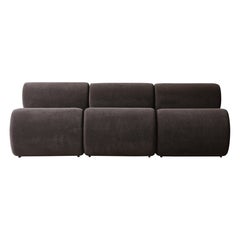 Modulares Sofa in drei Pieces, gepolstert mit Alpaka-Stoff