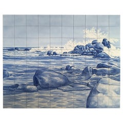Portuguese Azulejos Tile Mural "Sea" Hand Painted & Signed by Artist