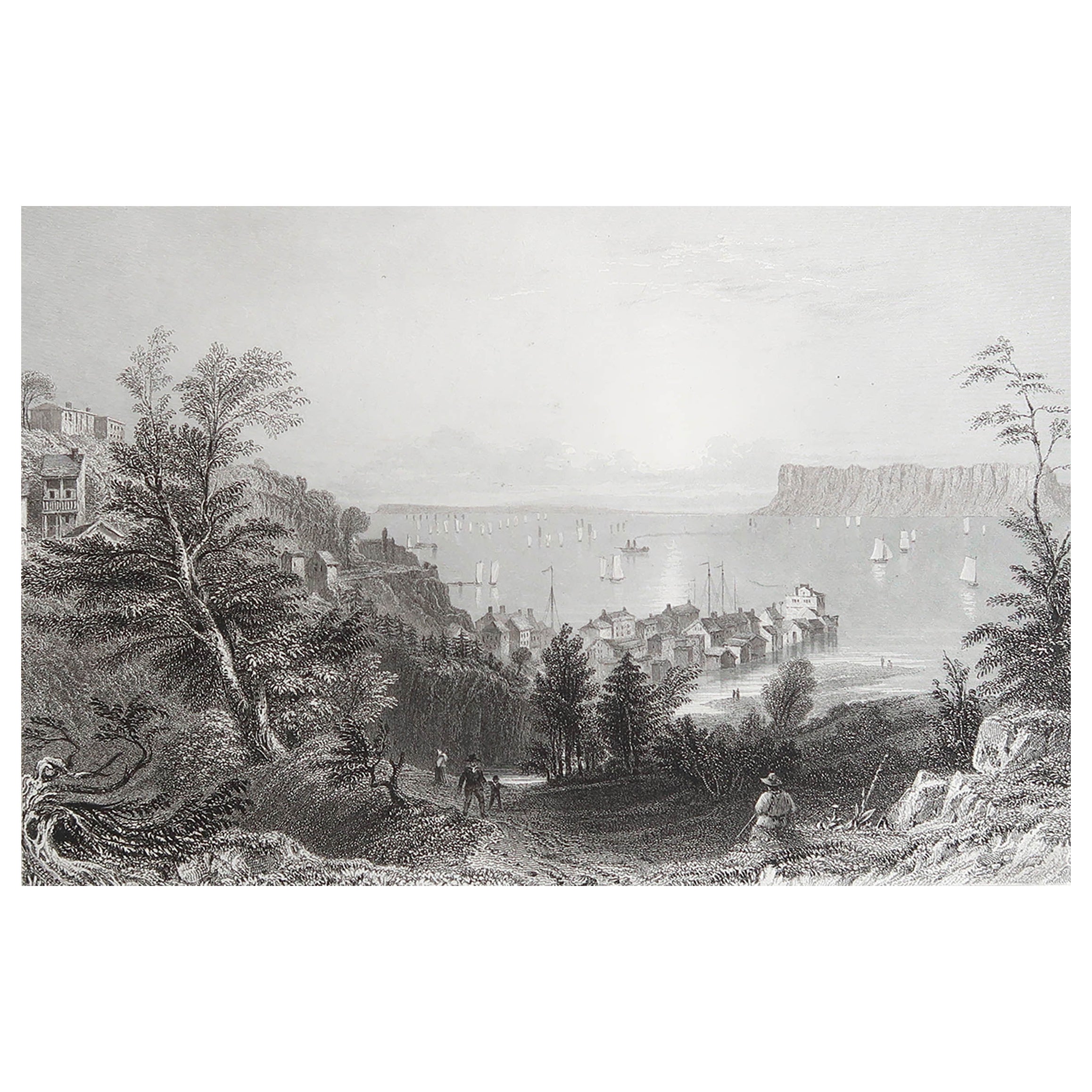 Original Antique Print of Sing Sing, New York. Dated 1837