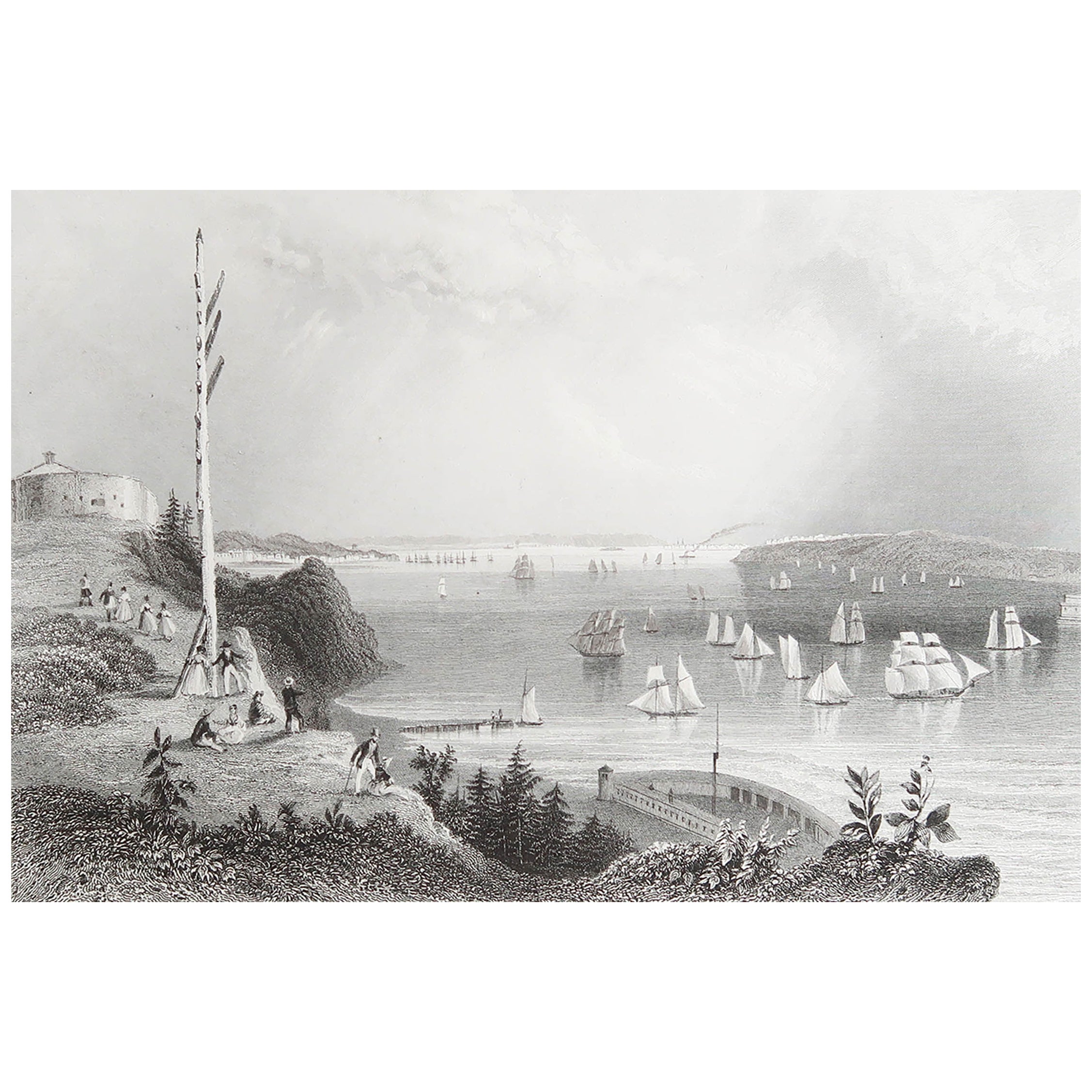 Original Antique Print of New York City. Dated 1838
