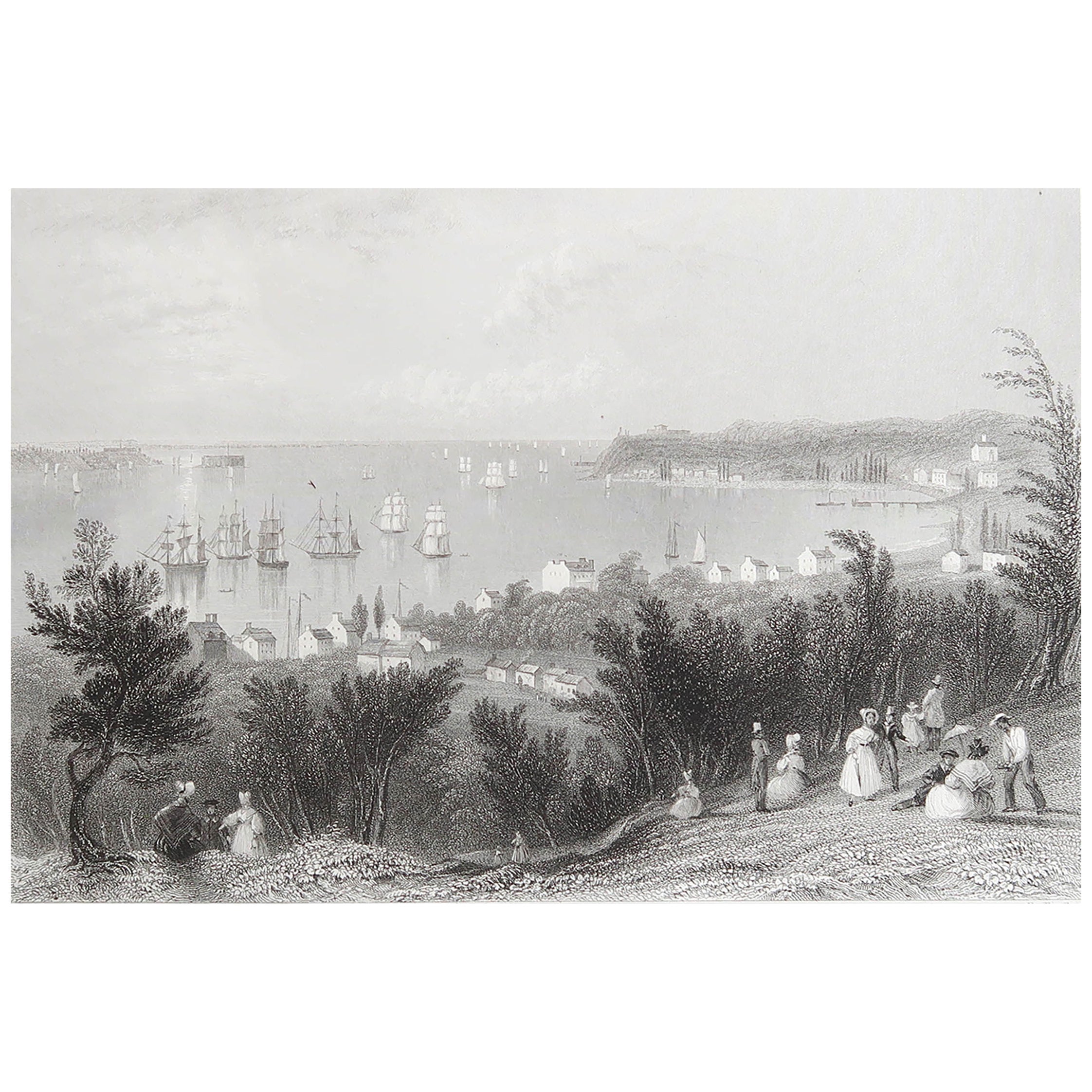 Original Antique Print of New York City. Dated 1837