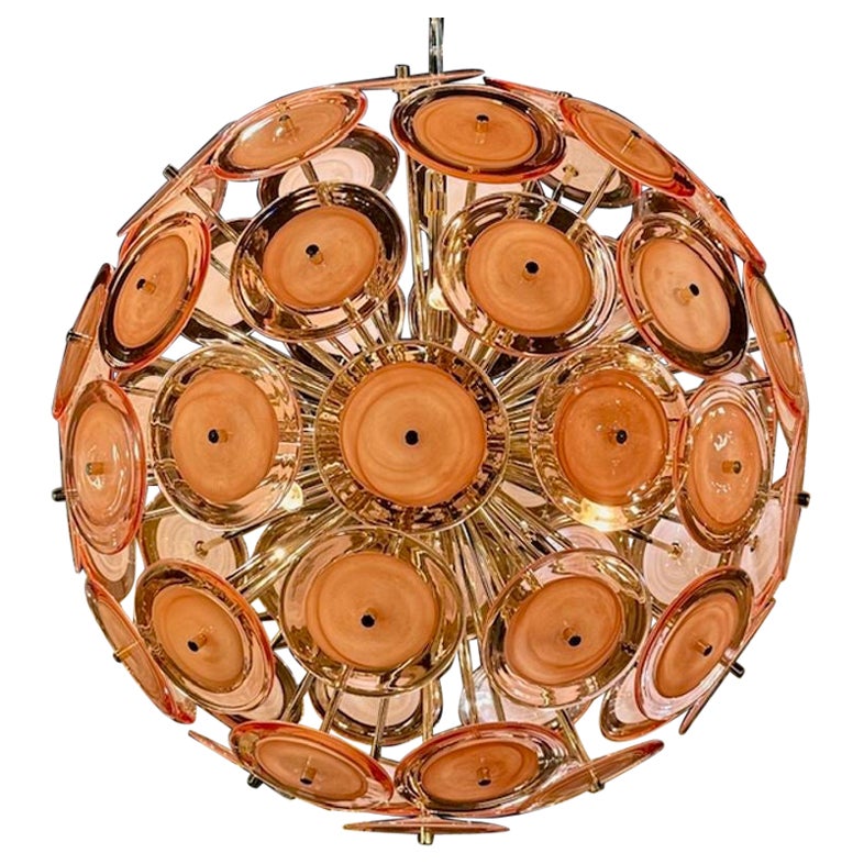 Murano Pale Orange Disc Sputnik Chandelier