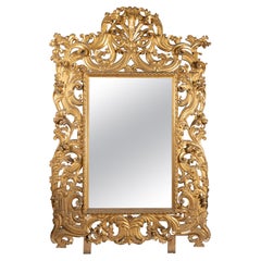 Antique Magnificent 18th Century Florentine Heavily Carved, Grand Gold Leaf Mirror