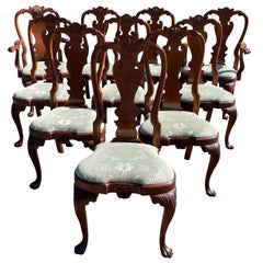 Set of 10 Mahogany Shell Carved Colonial Williamsburg Dining Chairs by Stickley