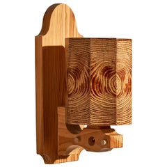 Swedish Designer, Wall Light, Pine, Sweden, 1970s