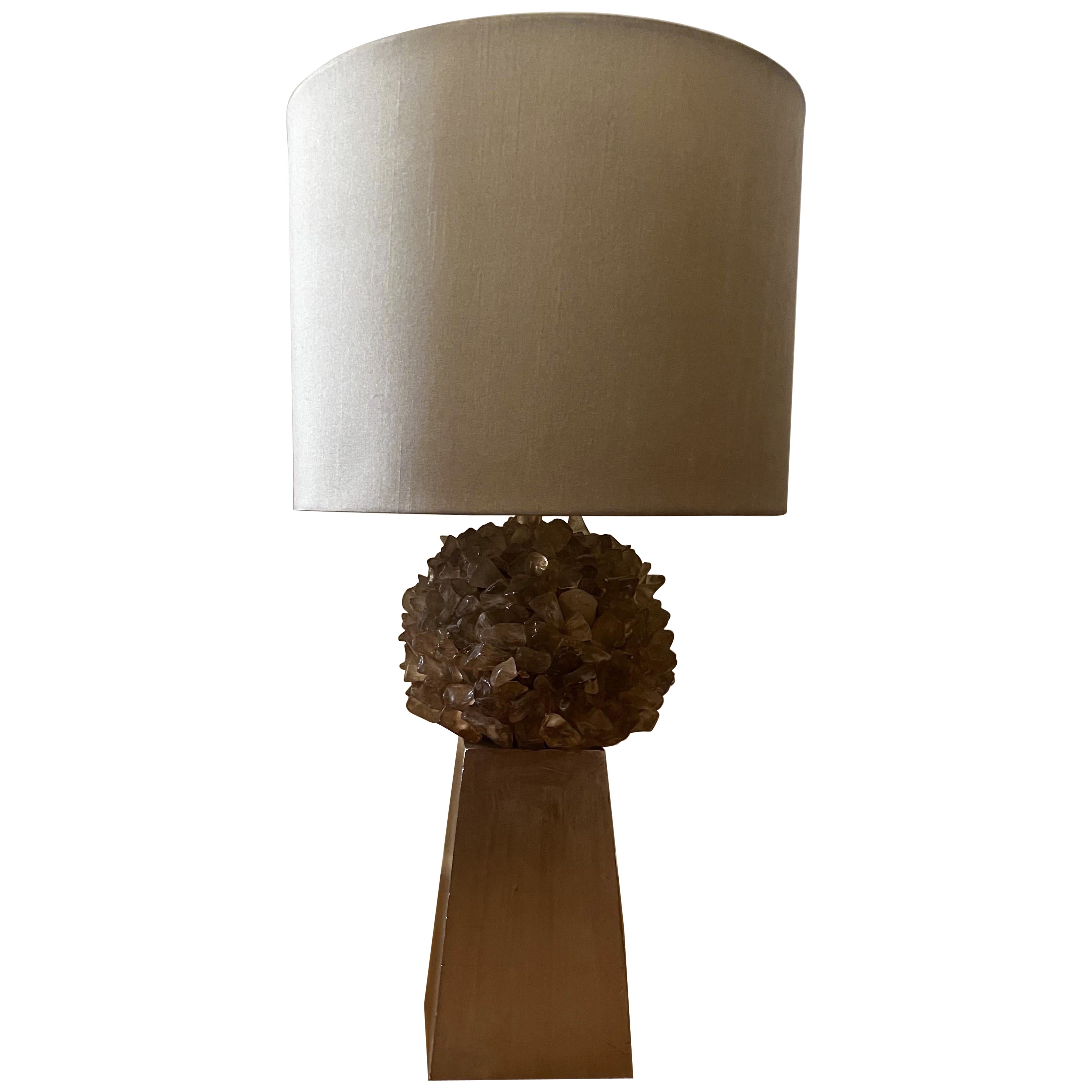 Stunning Carole Stupell Style Crystal Rock Lamp w/Gilded Silver Leaf finish