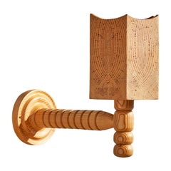 Schwedische Designerin, Wandleuchte, Kiefernholz, Schweden, 1970er Jahre