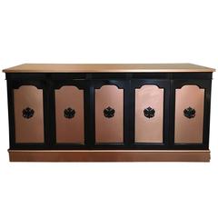Buffet Cabinet Sideboard Rose-Gold Black Hollywood Regency Style
