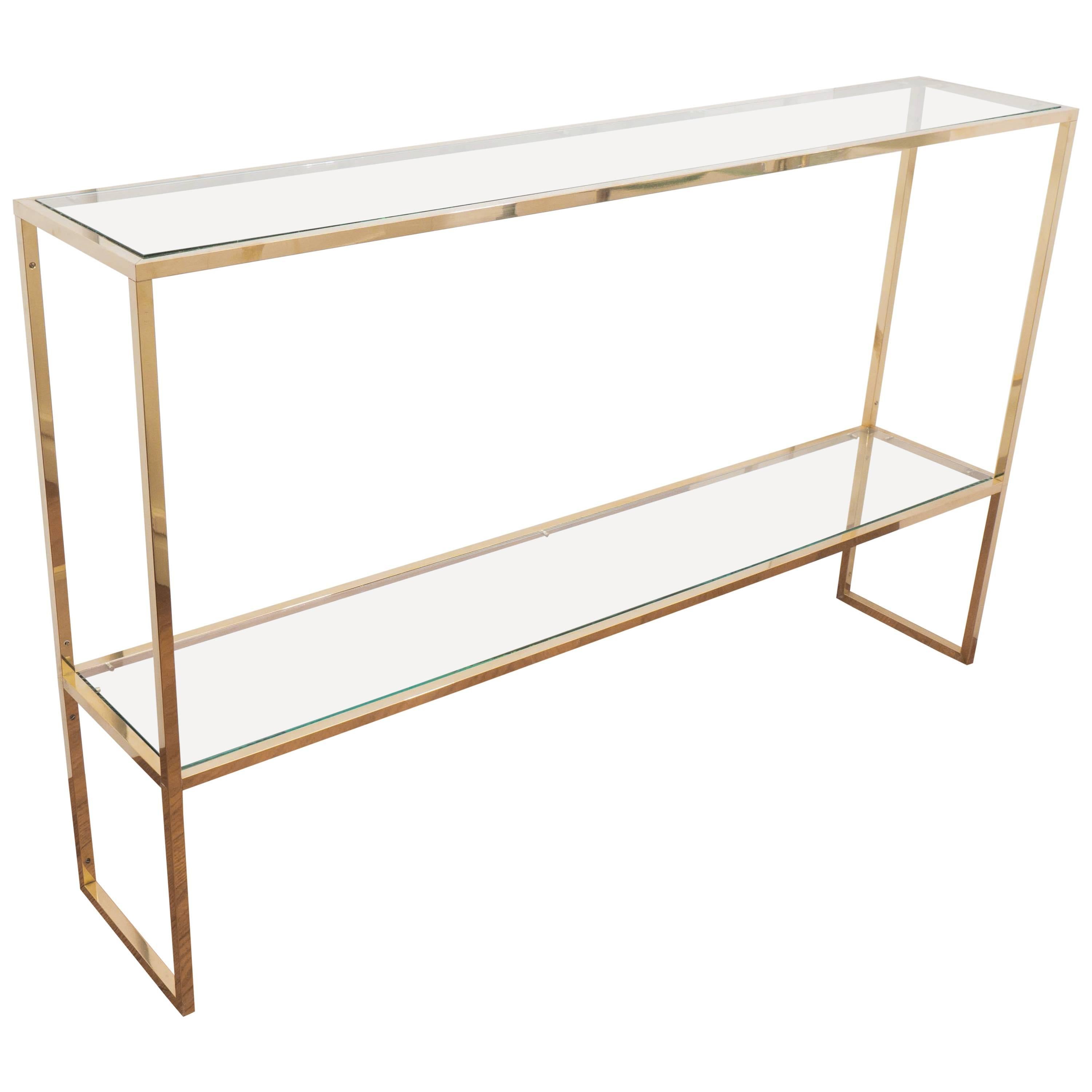 Two-Tier Brass Console Table