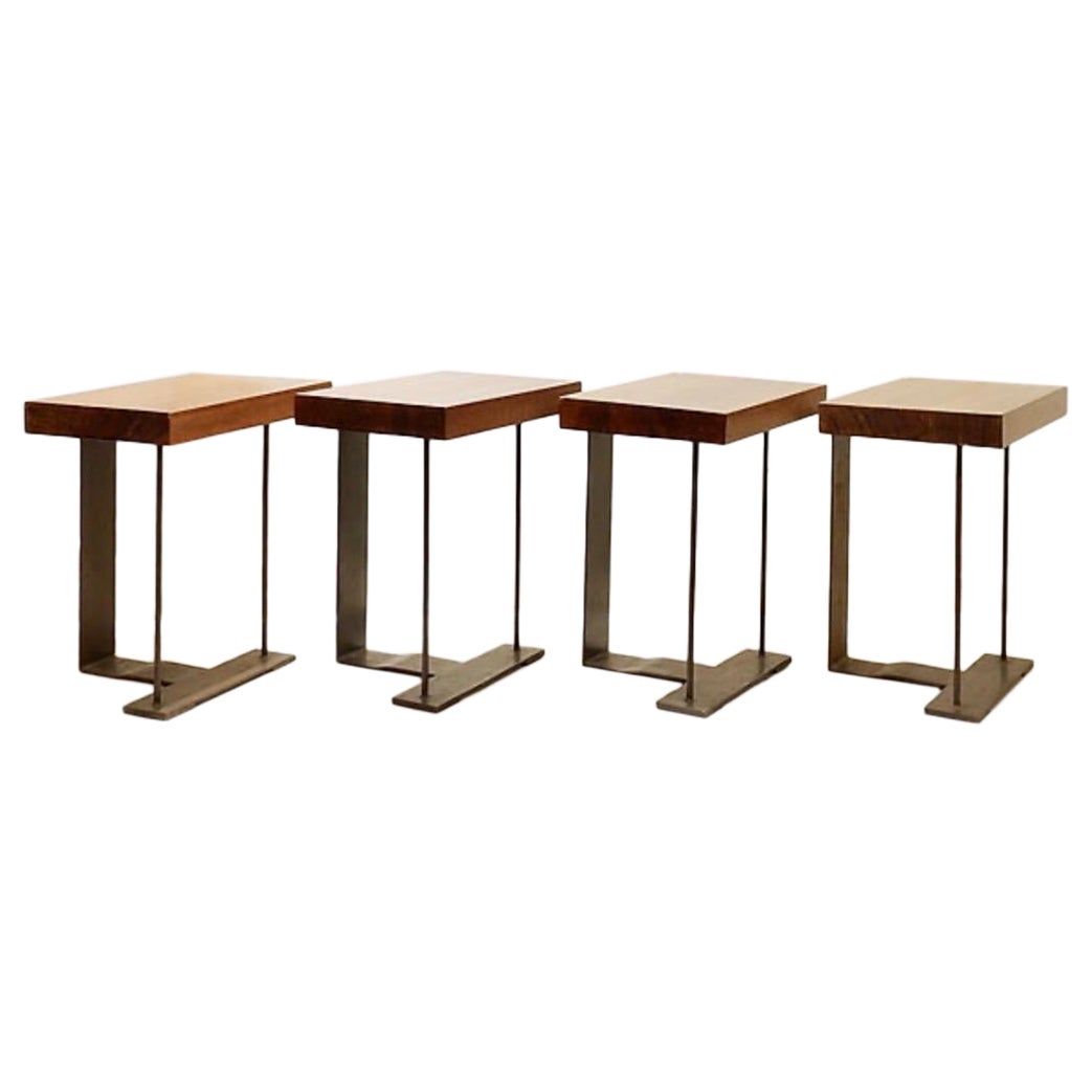 Set di 4 sgabelli o tavolini in stile Pierre Chareau
