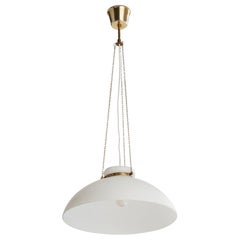 Alf Svensson, Pendant Light, Brass, Glass, Sweden, 1950s