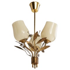 ITSU, Chandelier, Brass, Glass, Finland, 1950s
