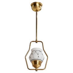 Schwedische Designer-Hängelampe, Messing, Glas, Schweden, 1950er Jahre