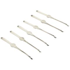 English Art Deco Sterling Silver Assembled Set of Six Lobster Picks