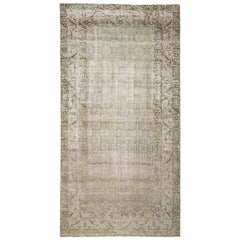 Antique Malayer Gallery Size Wide Runner Muted Blue Green Brown Ivory Overall (en anglais)