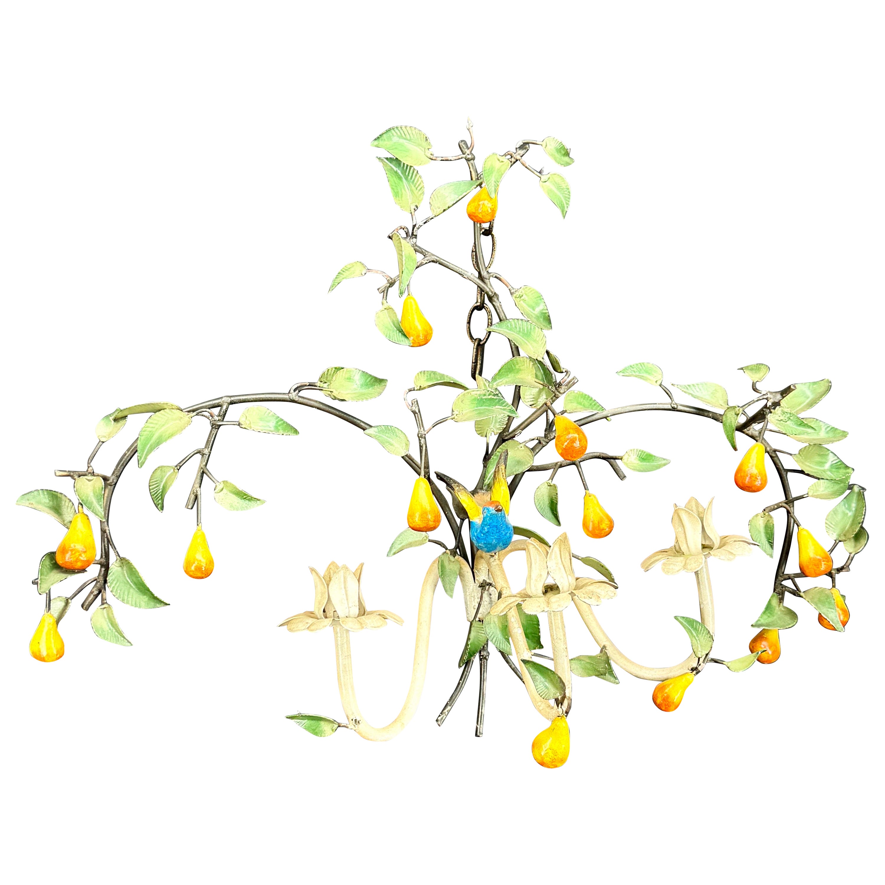 Italienische Obst- und Vogelkerzen-Wandleuchter aus Metall aus der Jahrhundertmitte im Angebot