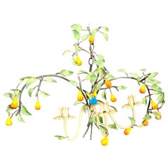 Mid-Century Italian Fruit and Bird Metal Candle Wall Sconce