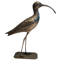 Stylish silvered brass bird. French work. Circa 1970