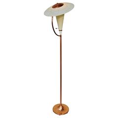 Copper Mid-Century Floor Lamp with Fiberglass Diffuser