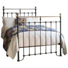 Double Antique Cast Iron and Brass Bed in Juniper Green, MD159