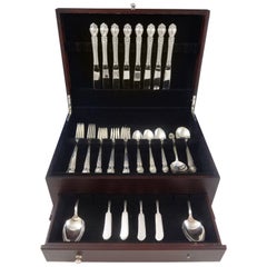 Brocade by International Sterling Silver Flatware Set for 8 Service 50 Pieces
