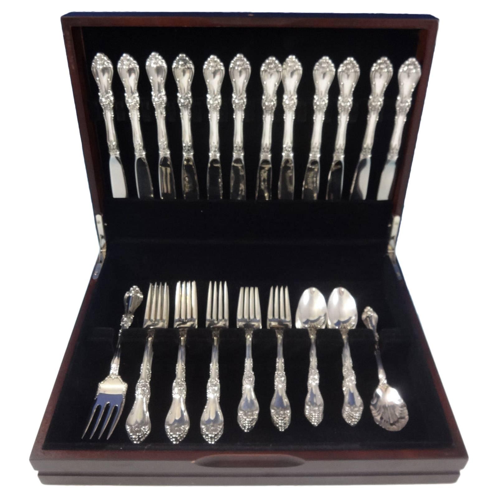 Royal Rose by Wallace Sterling Silver Flatware Set for 12 Service 50 Pieces