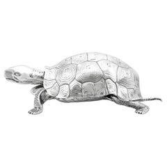 Antique Edwardian Sterling Silver Tortoise Inkwell (1903)