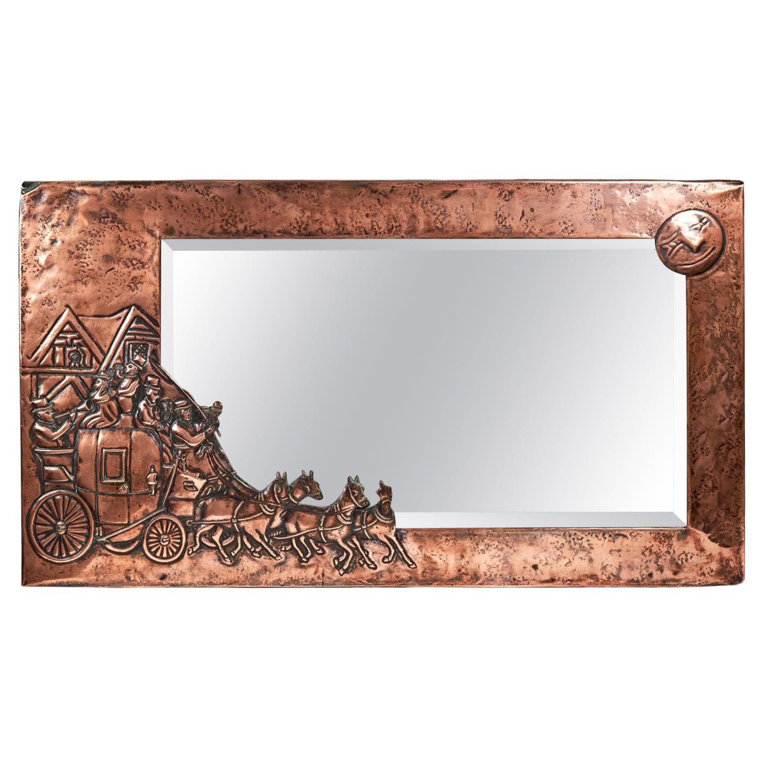 Unusual Arts & Crafts Rectangular Copper Mirror
