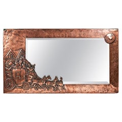 Unusual Arts & Crafts Rectangular Copper Mirror