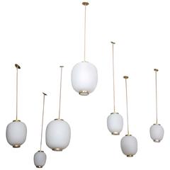 Rare Collection of Six Ceiling Fixtures by Karlby for Lyfa, Denmark, 1960