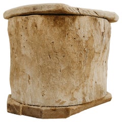 19th century dug out log basket/stool ...