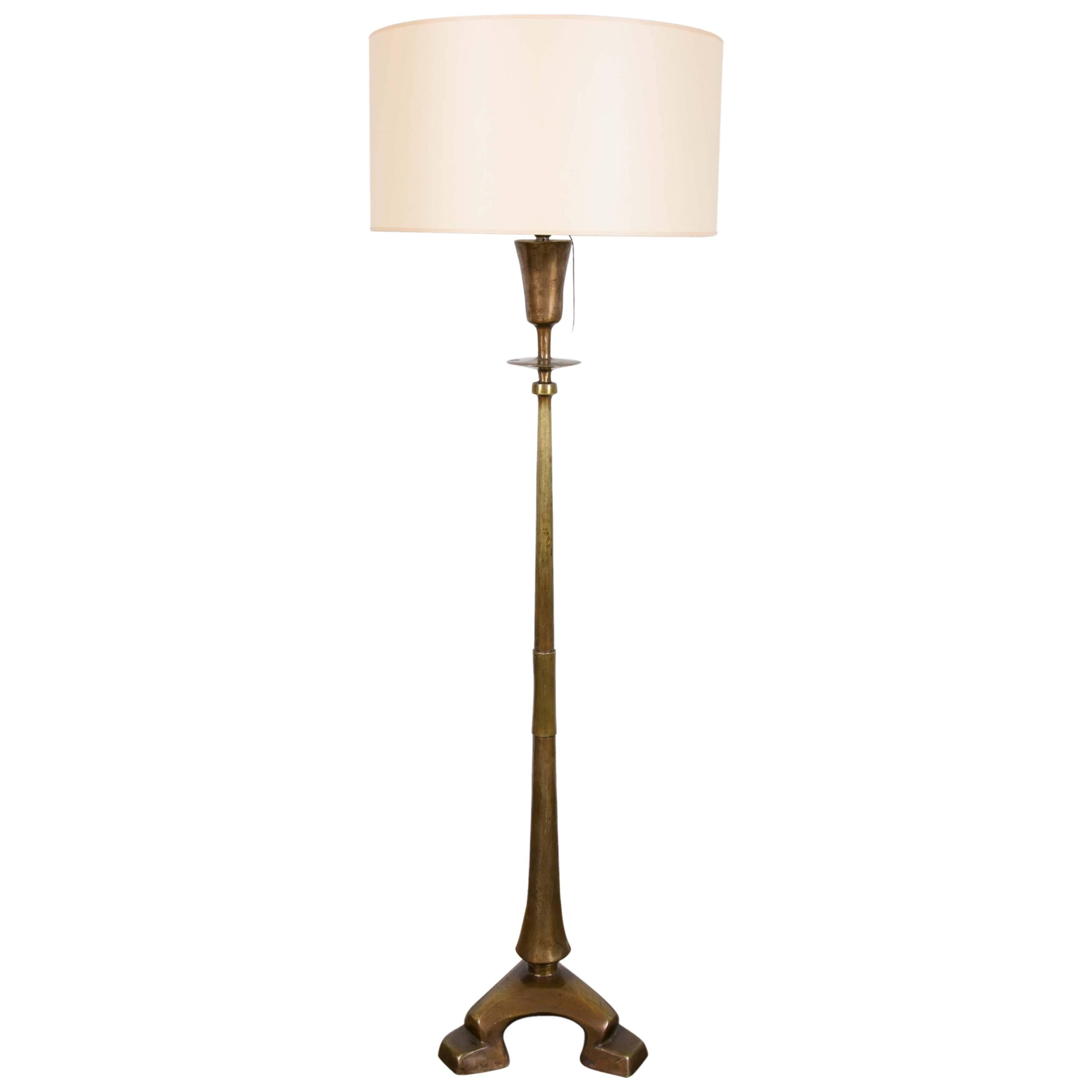 Important Tripode Bronze Floor Lamp, circa 1940