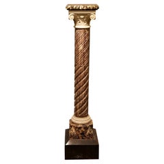 A decorative Gothic Revival multi faceted marble column, mid 19th Century