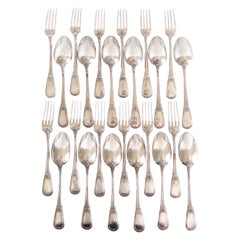 French antique sterling silver dessert flatware - 24 pieces - Louis XVI style