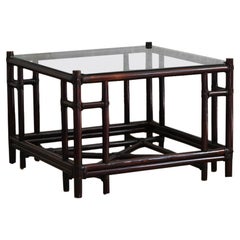 Vintage Square Dark Wicker Coffee Table from the “Attila” Series by Gasparucci
