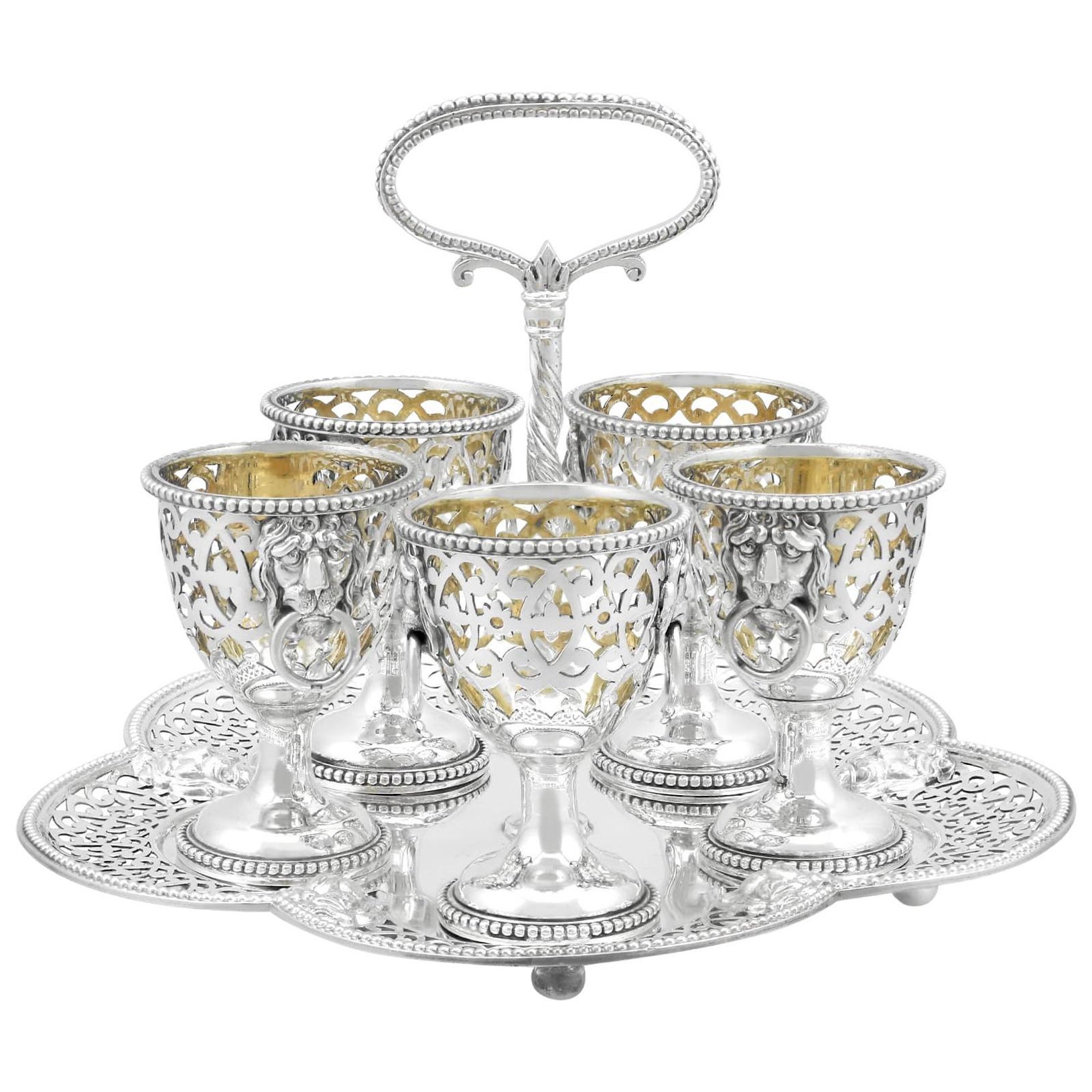 Ensemble victorien ancien de brochettes à œufs en argent sterling (1869)