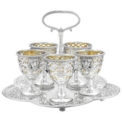 Antico set di ampolle d'argento vittoriano (1869)