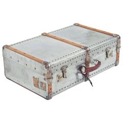 Vintage Aluminum and Wood 1950s Suitcase